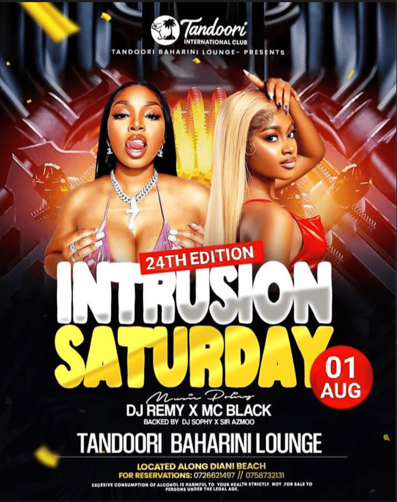 Intrusion Saturday flyer — Tandoori International Club — Baharini Lounge